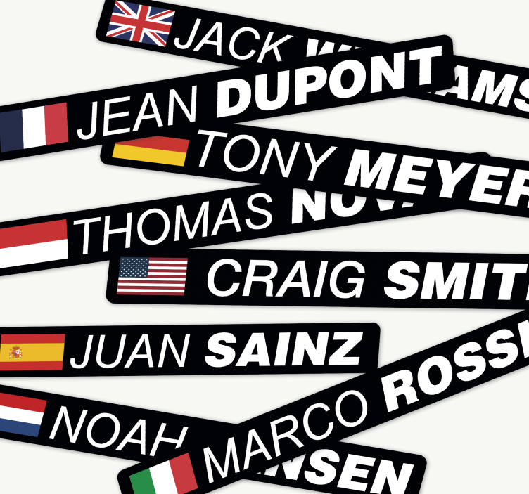 動物 シール 旗と名前が付いたロードバイク - TENSTICKERS