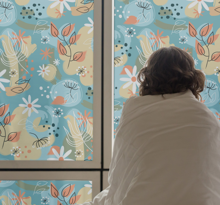 抽象的な平らな花の背景ウィンドウステッカー - TENSTICKERS