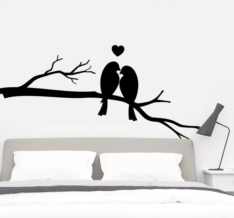 ウォールステッカーにキスする鳥と秋の木 - TENSTICKERS