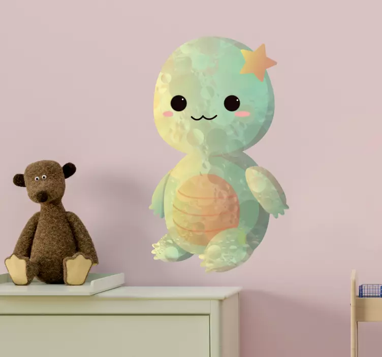 赤ちゃん亀が描く魚ウォールステッカー - TENSTICKERS