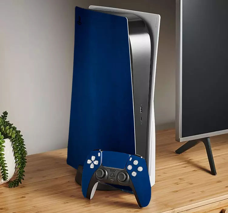 強烈な青いps5ステッカーと背景 - TENSTICKERS