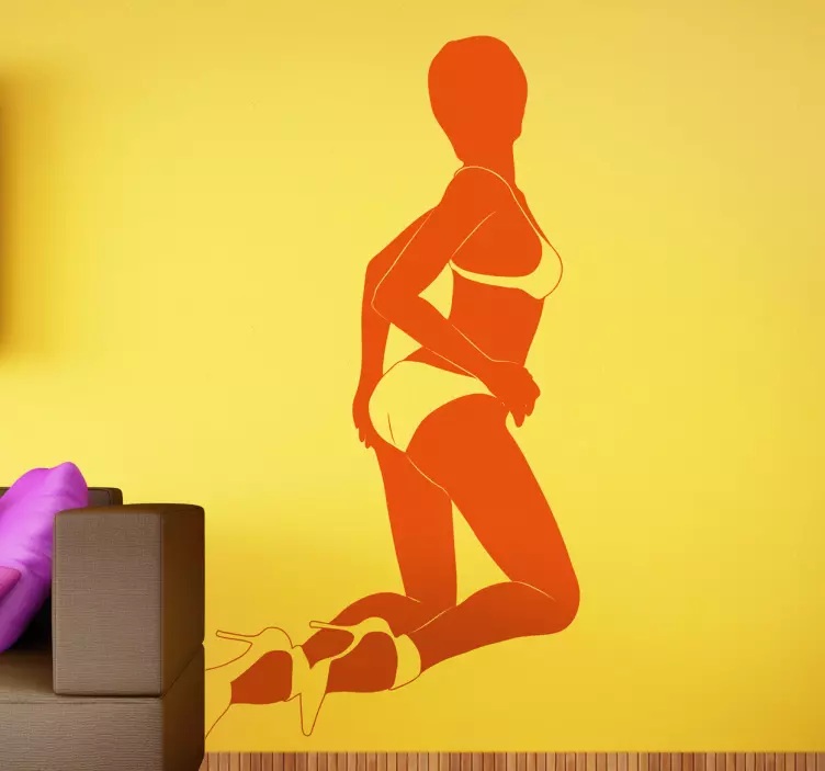 後ろ向きポーズの女の子ステッカー - TENSTICKERS