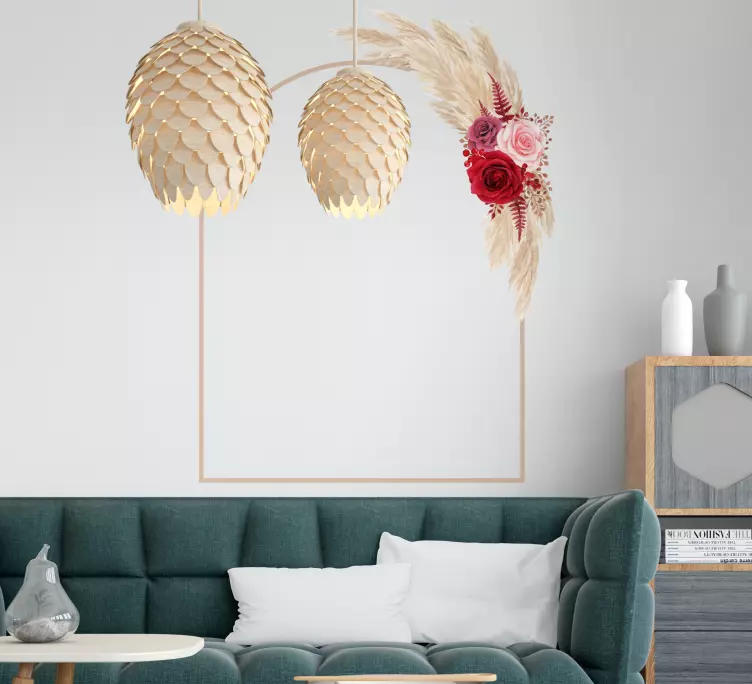 美しいアーチフレームドライパンパスミラーステッカー - TENSTICKERS