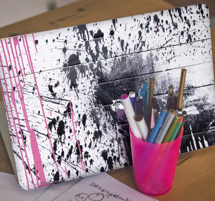 ブラックピンクカラースプレーラップトップスキン - TENSTICKERS