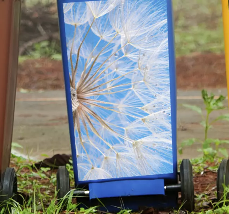 青い背景タンポポコンテナステッカー - TENSTICKERS