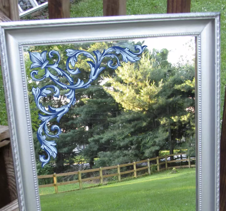 青い花コーナーミラーステッカー - TENSTICKERS