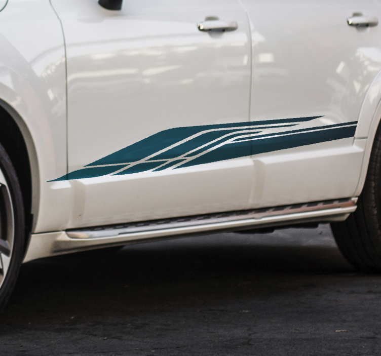 青いレーシングストライプの車のステッカー - TENSTICKERS