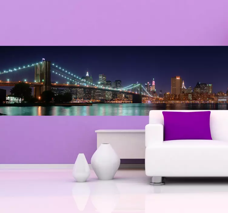 夜のブルックリンブリッジステッカー - TENSTICKERS