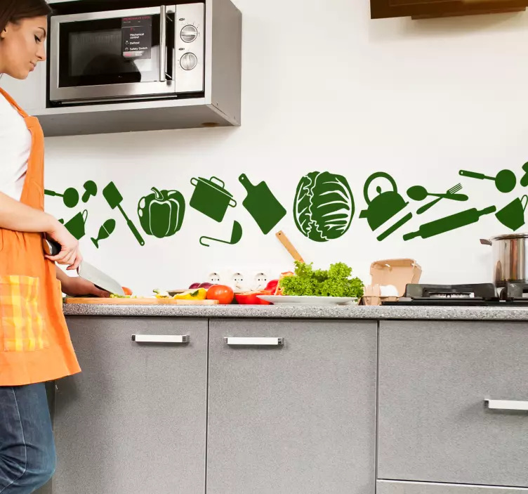 キャベツとキッチンのもの食品ステッカー - TENSTICKERS