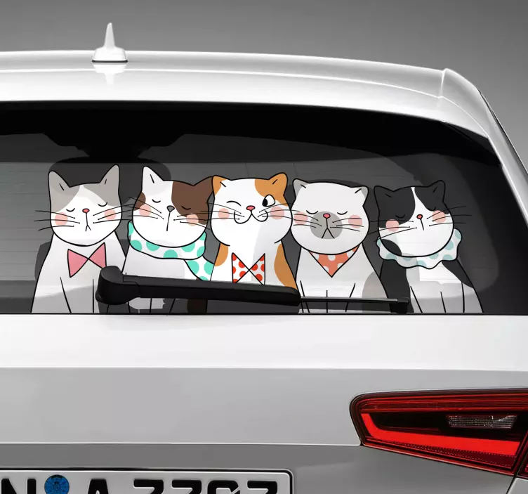 猫ホバリング車のビニールステッカー - TENSTICKERS