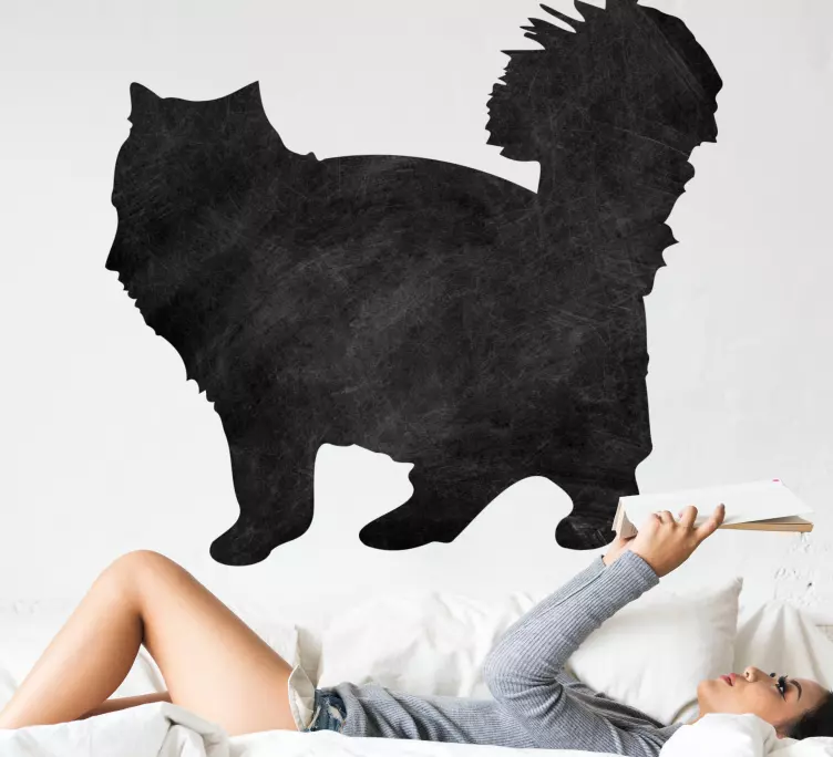 猫のシルエットかわいい形のステッカーに書く - TENSTICKERS