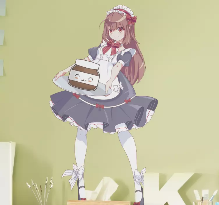 動物 シール 可愛いメイドの給仕 - TENSTICKERS