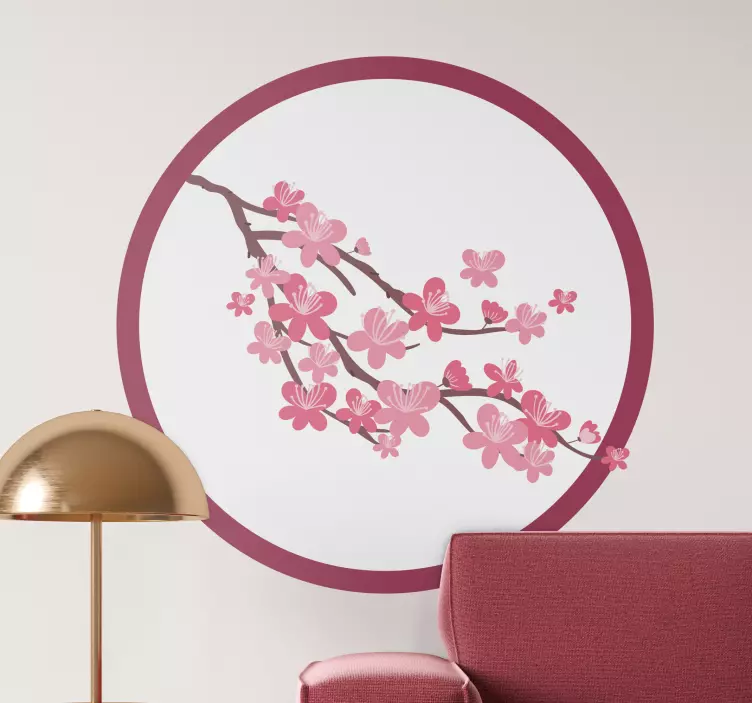 桜サークルフラワーウォールステッカー - TENSTICKERS