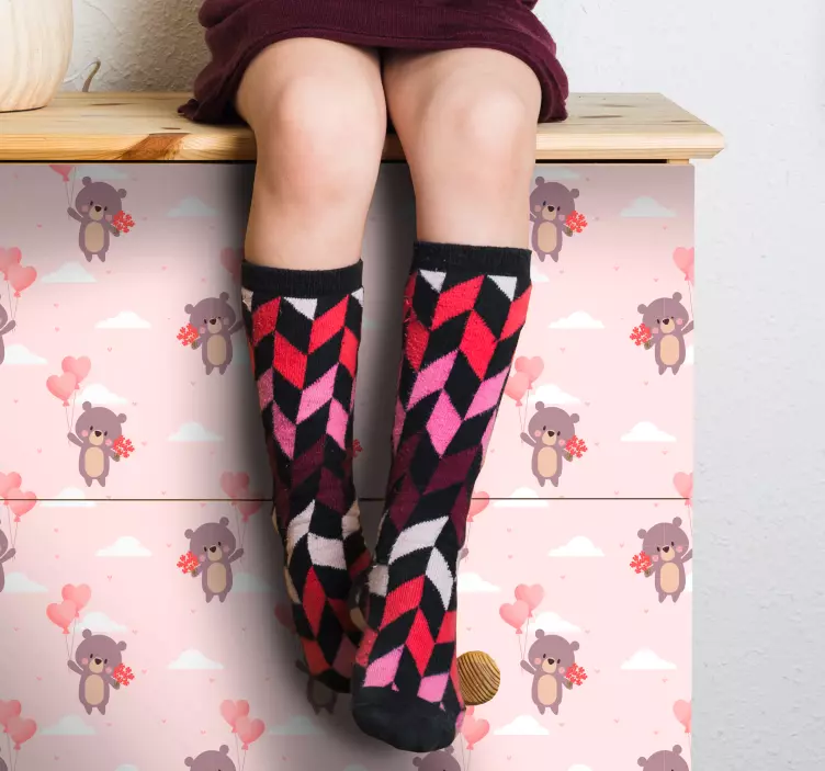 幼稚な愛情のあるクマ柄の家具デカール - TENSTICKERS