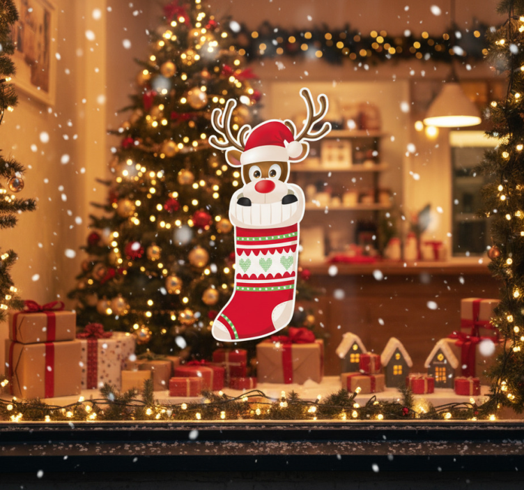 動物 シール トナカイのストッキング - TENSTICKERS