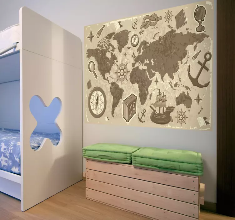 古典的な旅行マップの子供のステッカー - TENSTICKERS