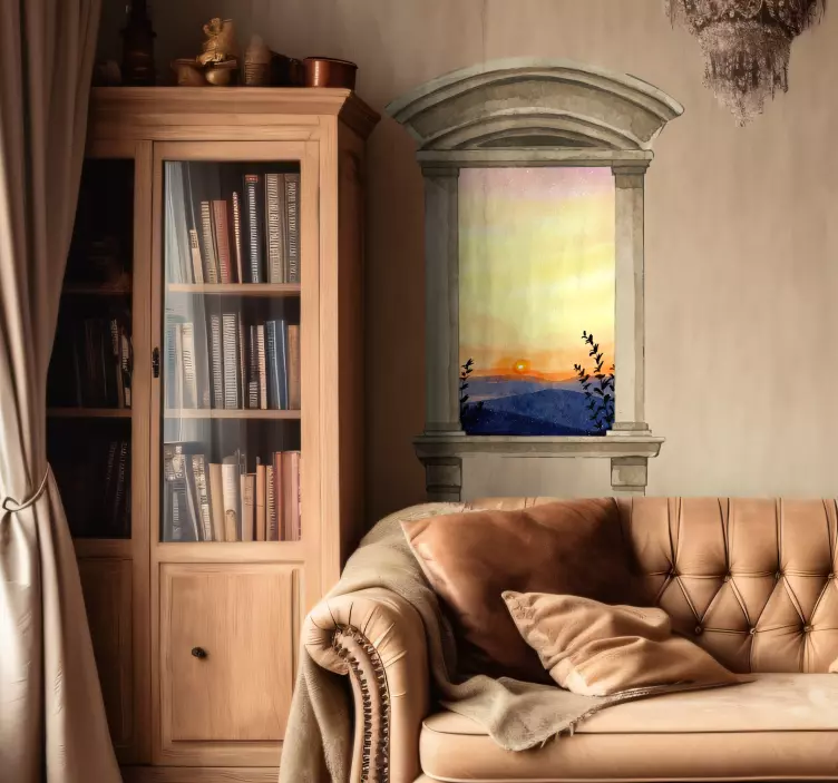 視覚効果壁ステッカー クラシックな窓の水彩仕上げ - TENSTICKERS