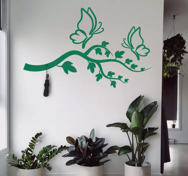 動物 シール 枝の上の蝶々 - TENSTICKERS