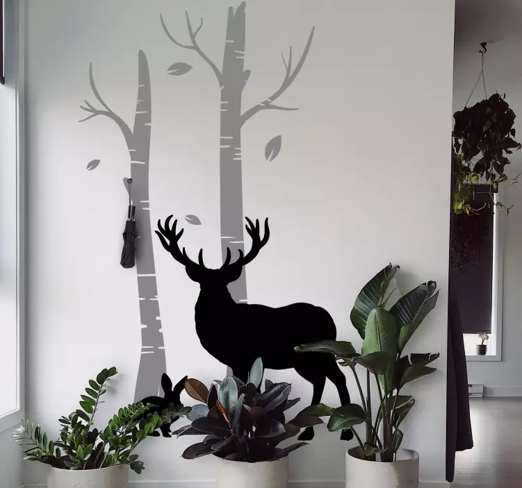 動物 シール 鹿と木の近く - TENSTICKERS