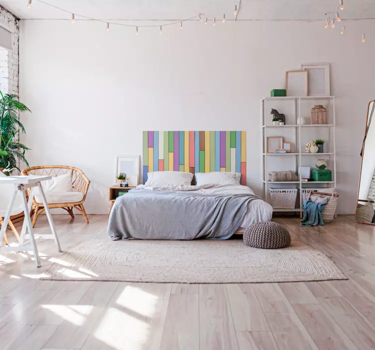 カラフルなベッドヘッドの厚板のヘッドボードのデカール - TENSTICKERS