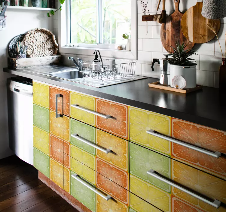 カラフルな柑橘系の質感の家具ステッカー - TENSTICKERS