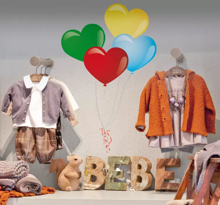 色付きハート風船ステッカー - TENSTICKERS