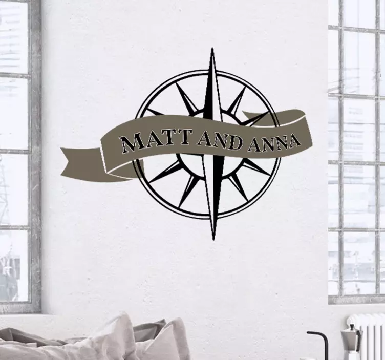 カスタマイズ可能なコンパスウェディングバナーステッカー - TENSTICKERS