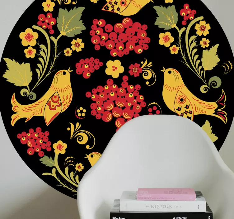 暗い背景フォークスロバキア花柄ステッカー - TENSTICKERS