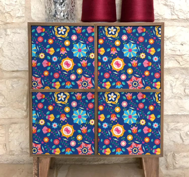 装飾壁ステッカー カラフルな花柄 - TENSTICKERS