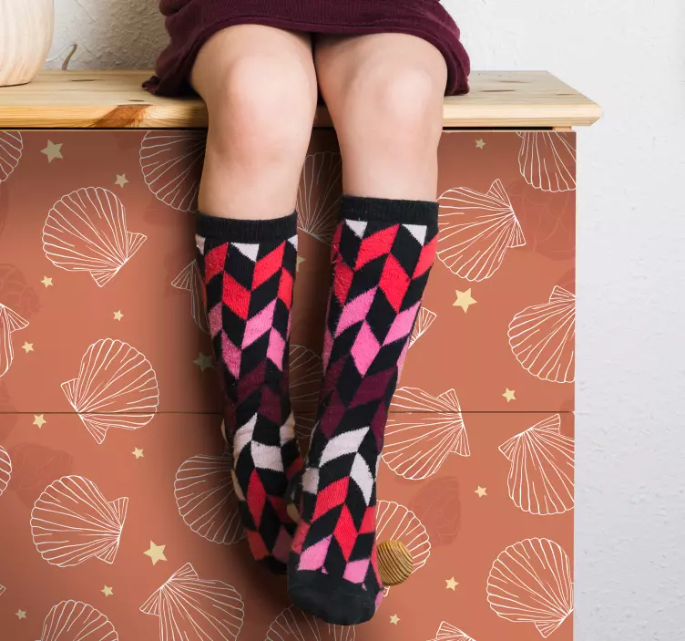 装飾壁ステッカー 貝殻模様の背景 - TENSTICKERS