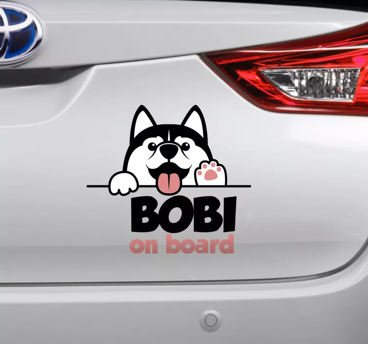 カスタム名の車のステッカーと犬 - TENSTICKERS