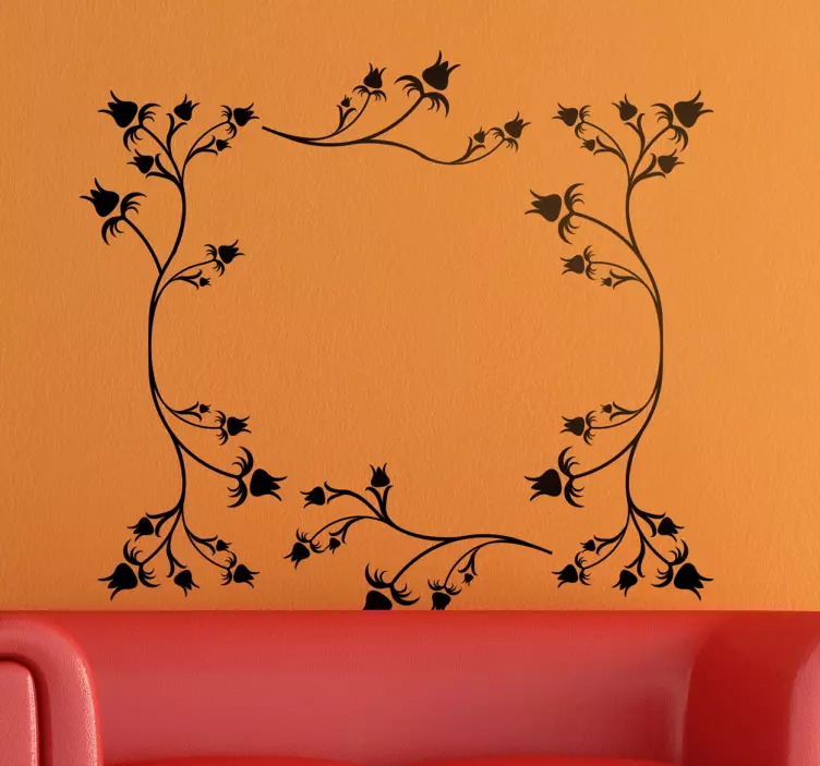 フローラルローズフレームウォールステッカー - TENSTICKERS