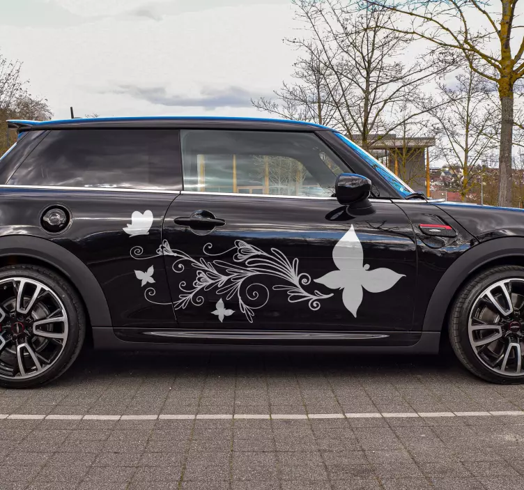 花と蝶の車のステッカー - TENSTICKERS