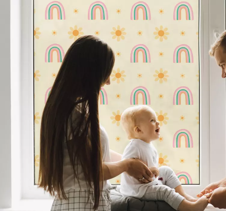 花と虹のウィンドウデカール - TENSTICKERS