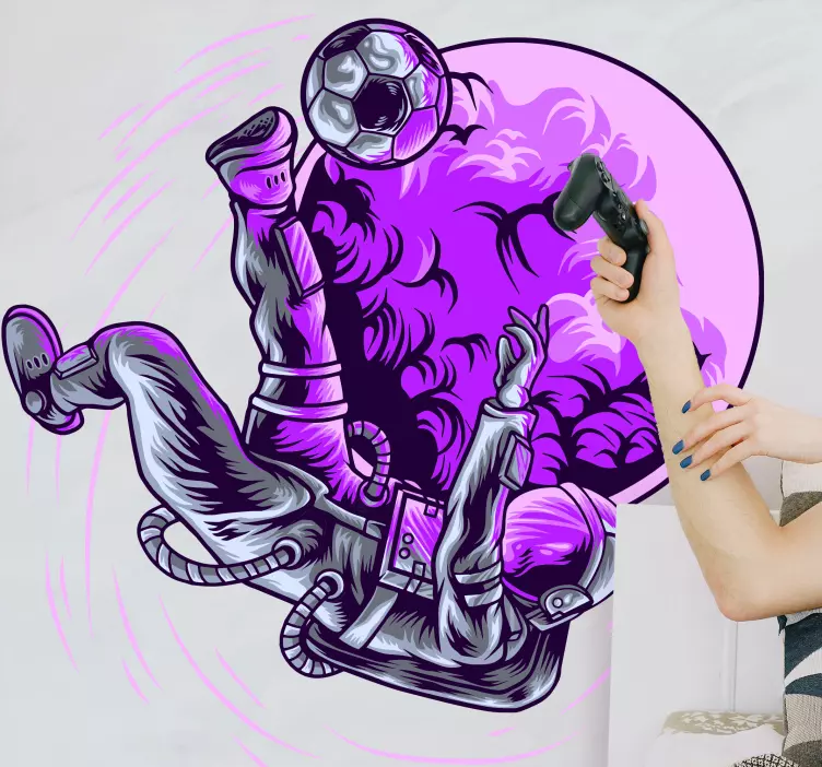 動物シール 宇宙飛行士がボールを蹴る - TENSTICKERS