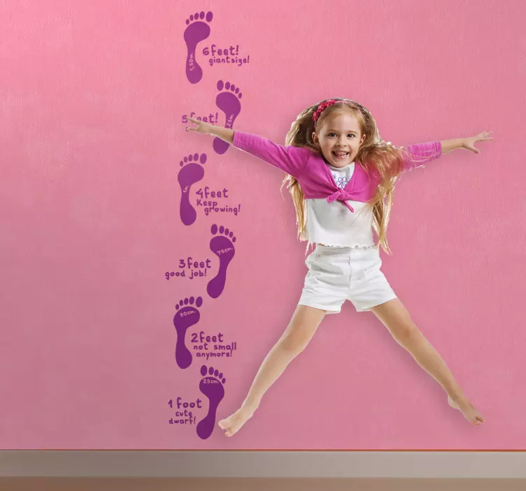 足跡の高さチャートキッズステッカー - TENSTICKERS