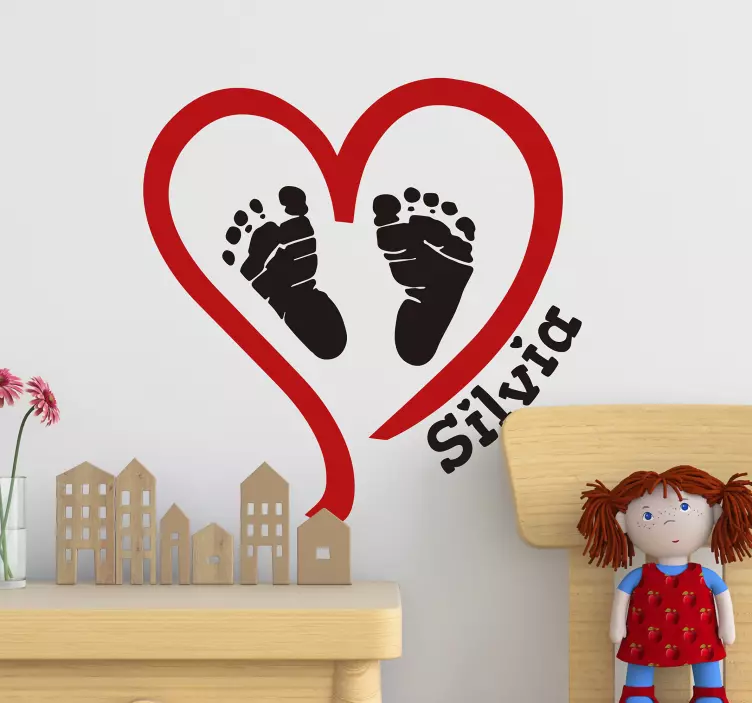 名前の保育園の壁のステッカーの足跡 - TENSTICKERS