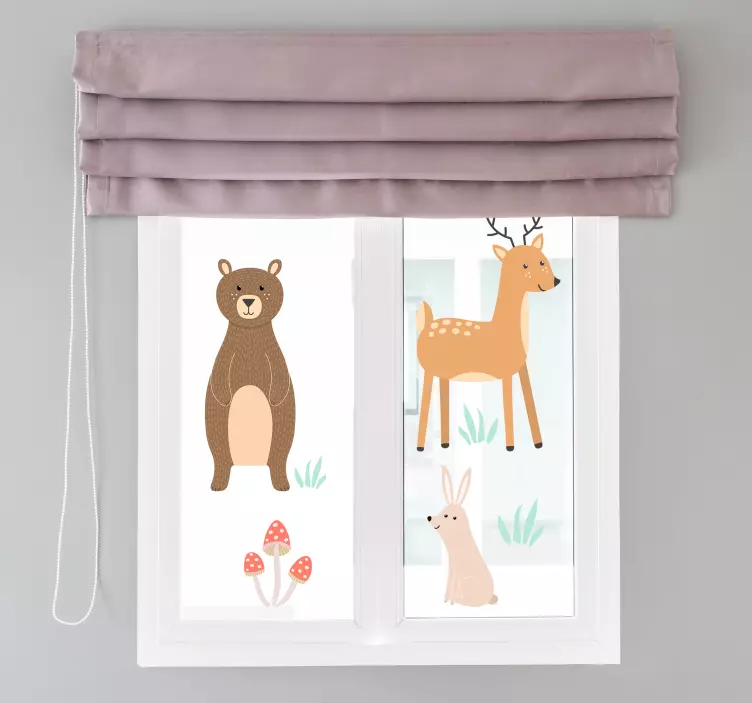 森の動物の窓のステッカー - TENSTICKERS