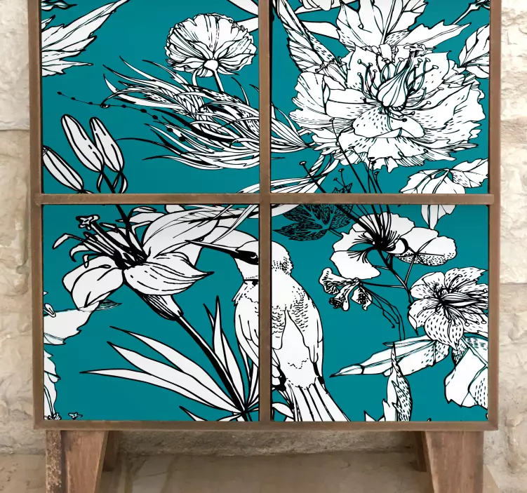 動物 シール 花柄の鳥のパターン - TENSTICKERS