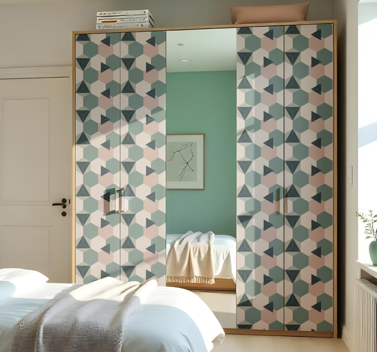 動物 シール ピンクとグリーンのヘキサゴン - TENSTICKERS