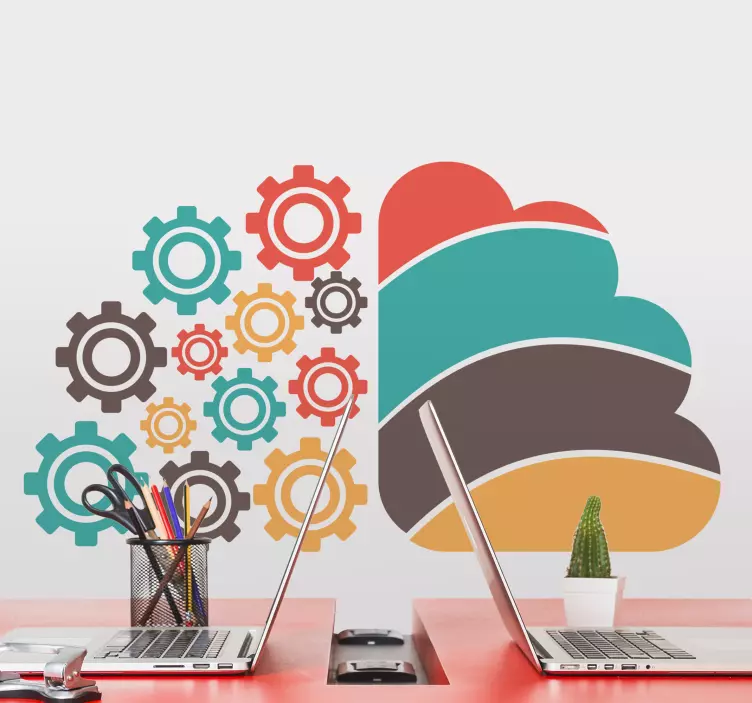 動物 シール カラフルなギアパターン - TENSTICKERS