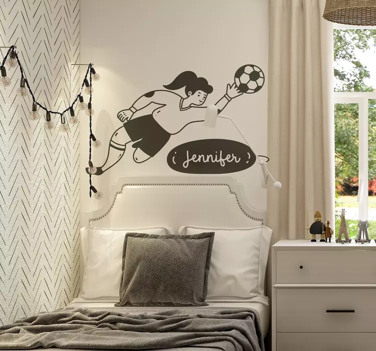 女の子のゴールキーパーのパーソナライズされたサッカーステッカー - TENSTICKERS