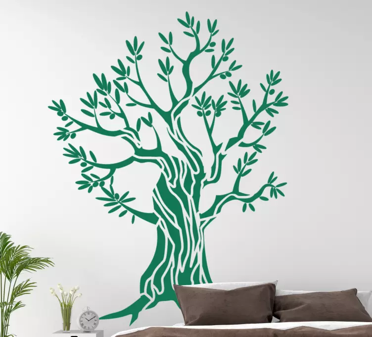 寝室のための緑のオリーブの木の壁のステッカー - TENSTICKERS