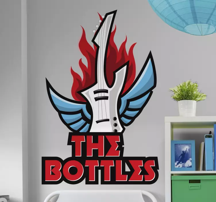 名前またはグループロックステッカー付きギター - TENSTICKERS