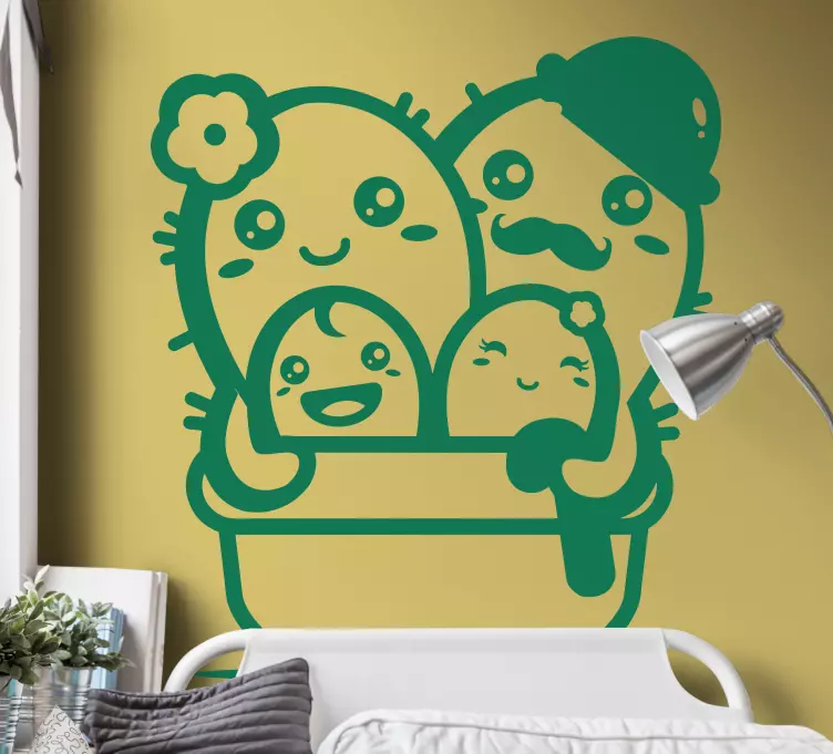 幸せなサボテン家族の子供たちの寝室のステッカー - TENSTICKERS