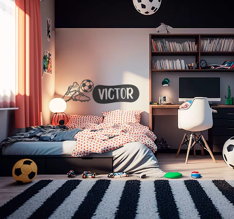 サッカーの壁のステッカー キャベツロ ブーツとボール - TENSTICKERS