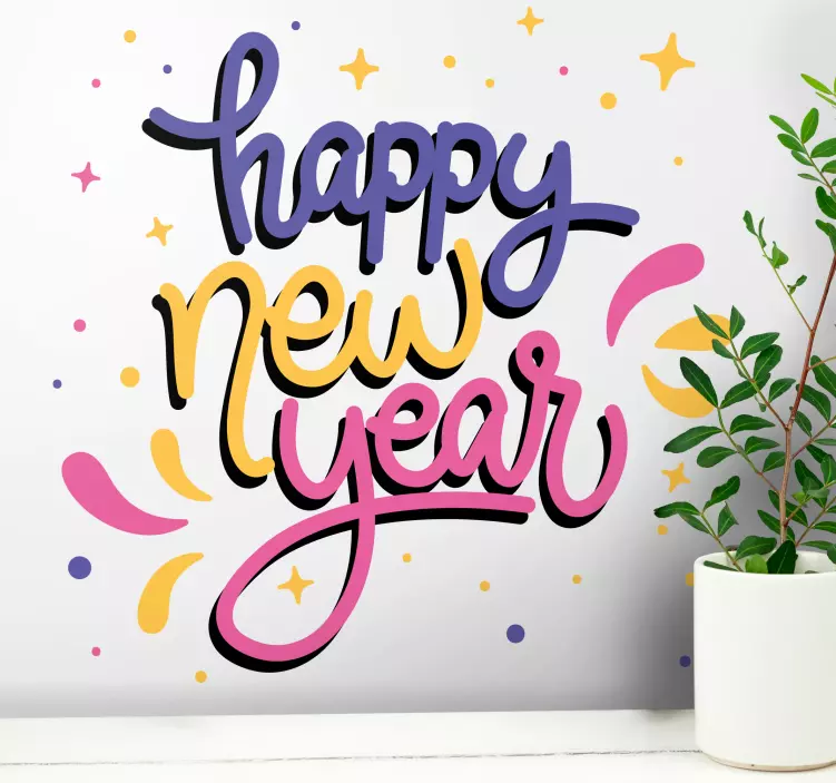 動物 シール カラフルな新年の挨拶 - TENSTICKERS