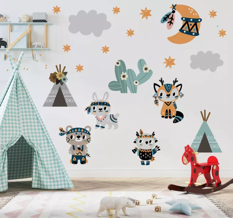 イラスト壁のステッカー インド風の動物 - TENSTICKERS