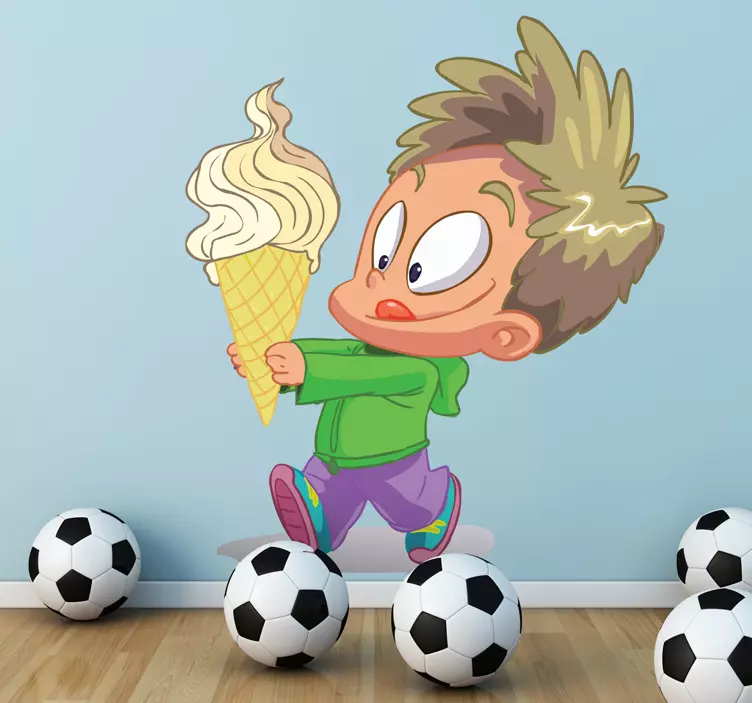 アイスクリームのステッカーを持つ子供 - TENSTICKERS