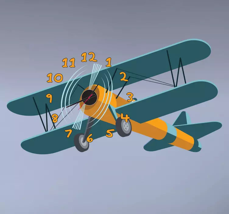 子供飛行機の壁時計ステッカー - TENSTICKERS
